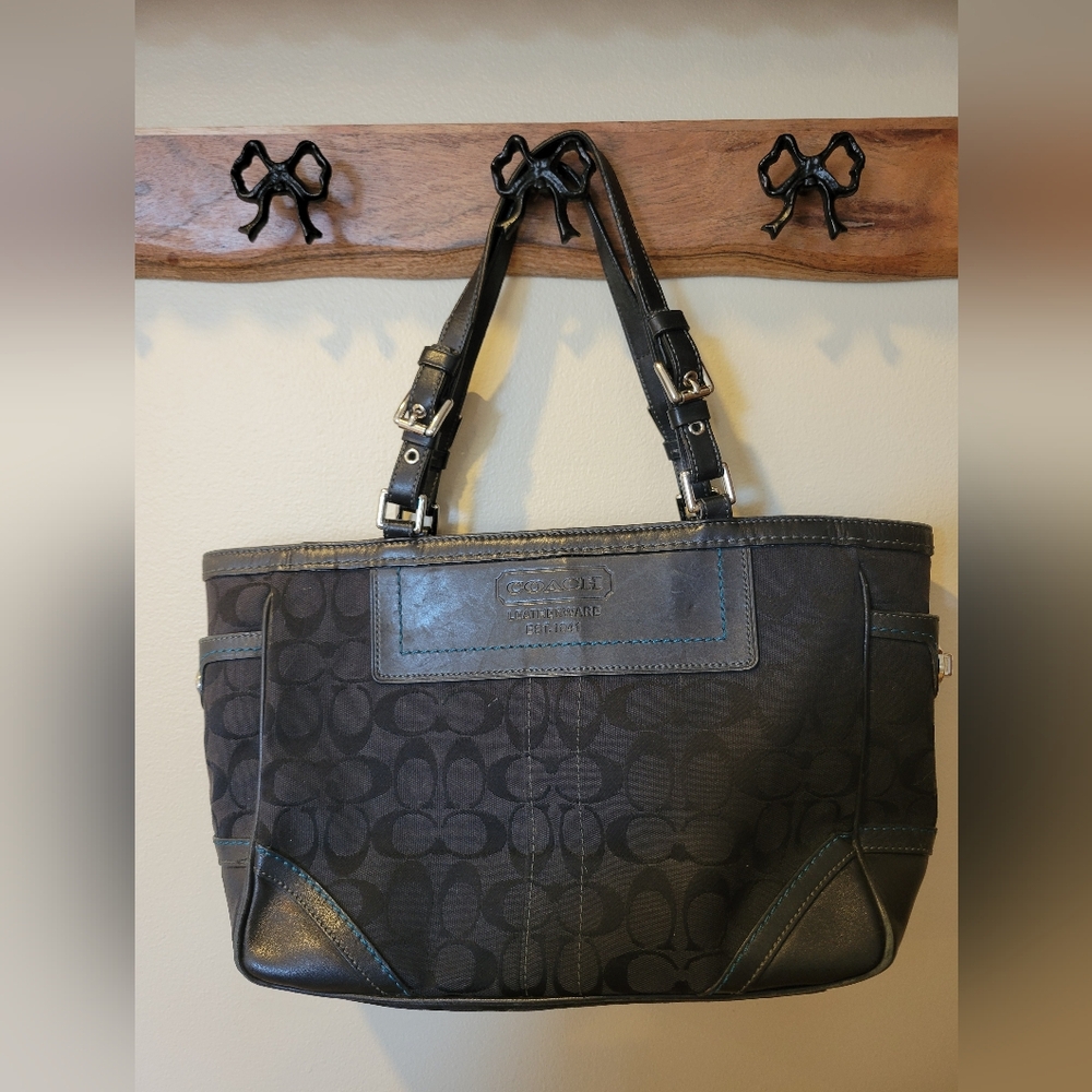 SOLD - Coach Black Signature Tote Bag